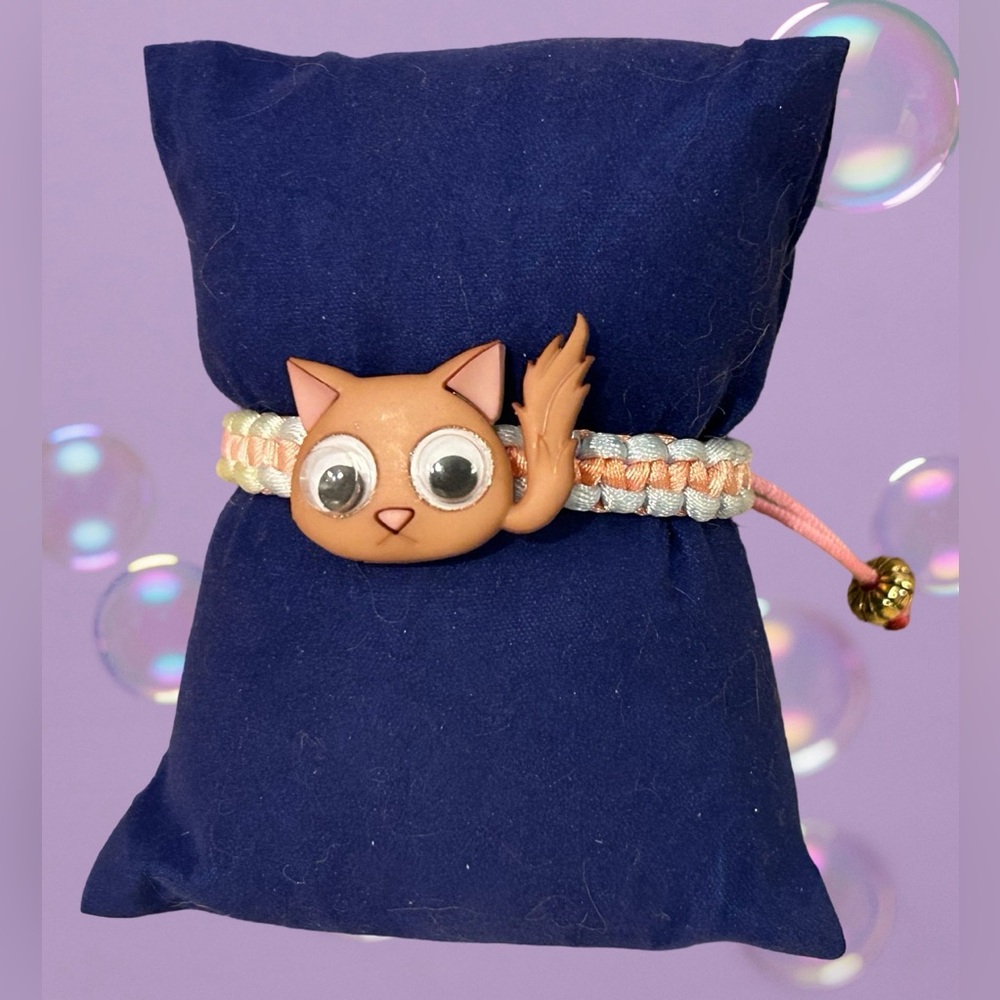 Kids kitty cat friendship bracelet; pastels; adjustable